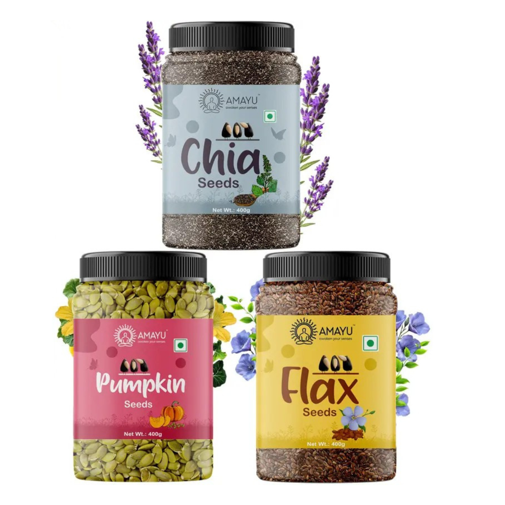 Raw Chia Pumpkin Flax Seeds Combo 200g