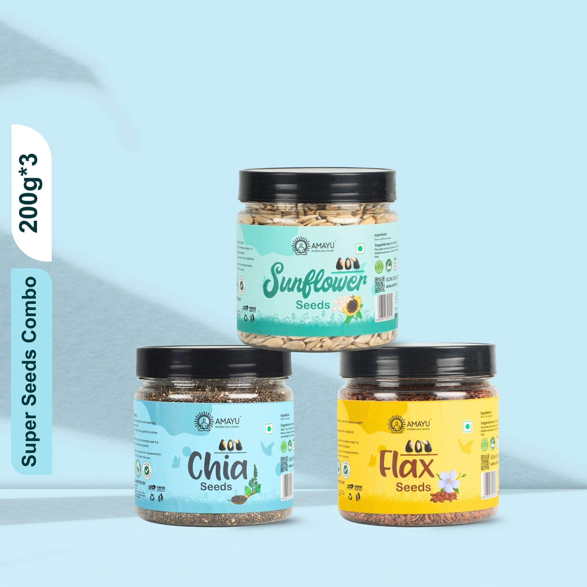 Raw Chia Flax Sunflower seeds 200g