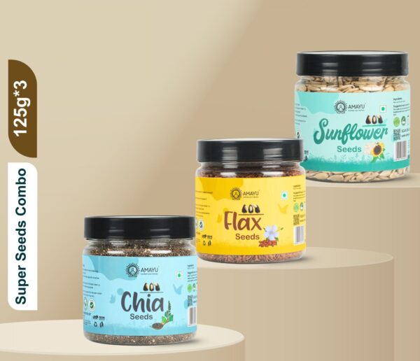 Raw Chia Flax Sunflower Seeds Combo 125g