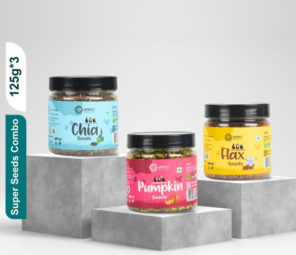 Raw Chia Pumpkin Flax Seeds Combo 125g