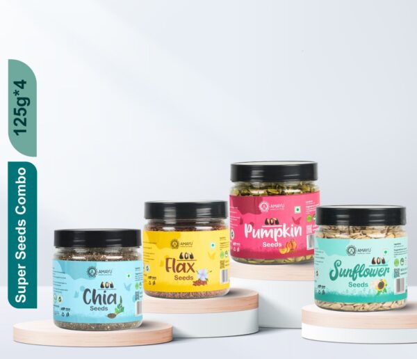 Raw Chia Pumpkin Sunflower Flax Seeds Combo 125g